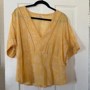 a.n.a Yellow Floral Blouse